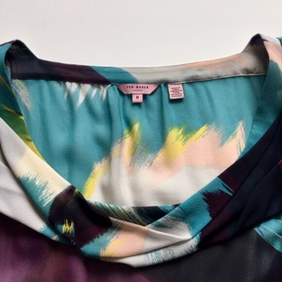 Ted Baker multicolored silk blouse size xs - Picture 8 of 12